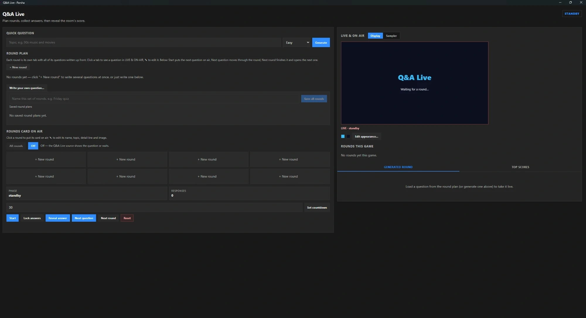 Q&A Live trivia console